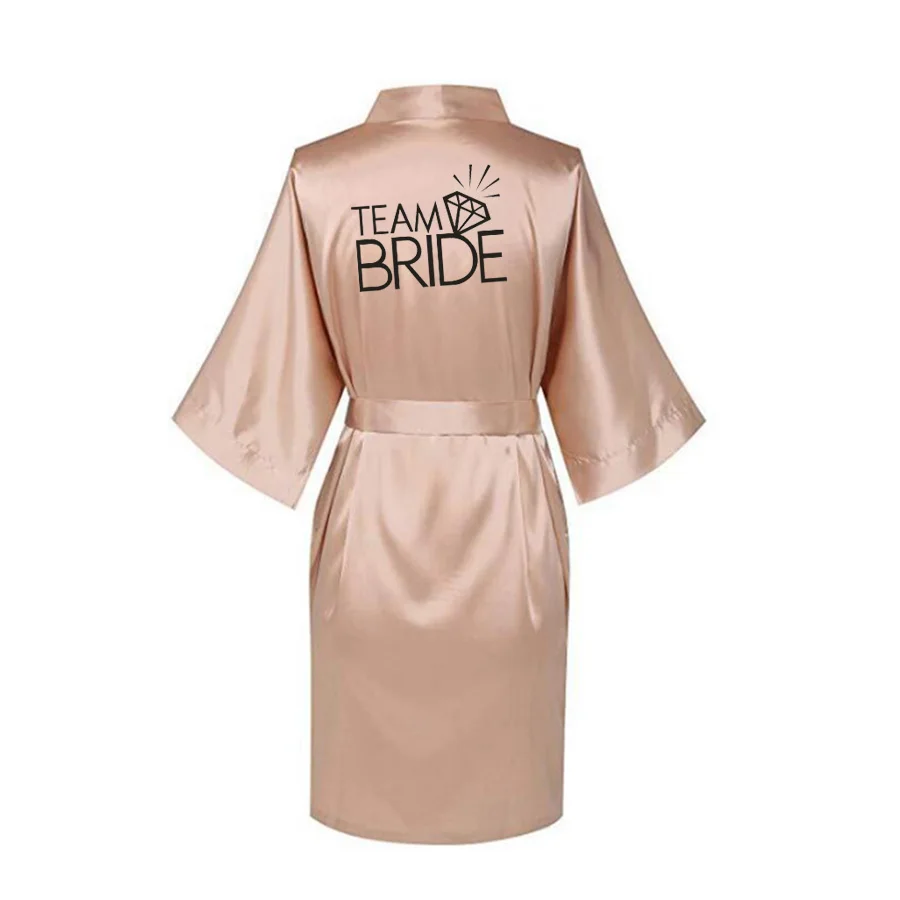 Team Bride-Champagne Свадебная вечеринка команда невесты халат кимоно атласная пижама халат Подружка невесты, сестра на заказ халаты - Цвет: Team Bride-Champagne