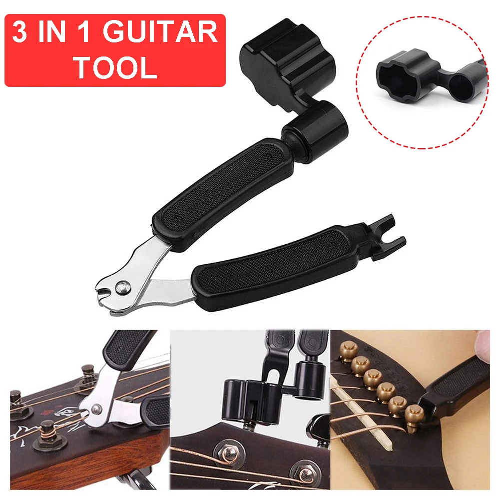 

Guitar String Winder and Cutter All-In-1 Restringing Tool-Includes Clippers Bridge Pin Puller Peg Winder for Fit Most Guitars