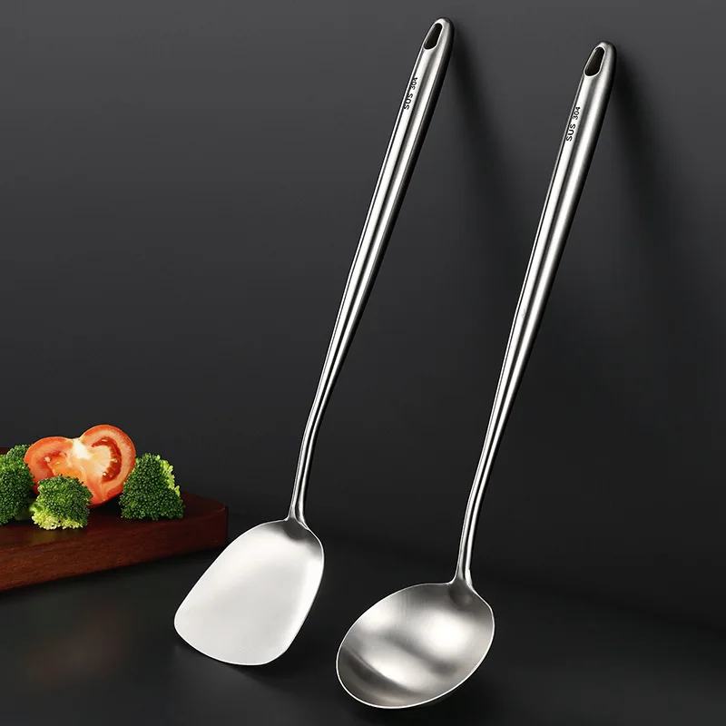 

304 Stainless Steel Spatula Frying Spatula Kitchen Set Cooking Cooking Spatula Anti-scalding Hot Pot Spoon