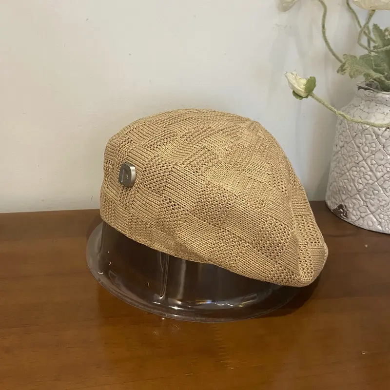 

Берет художника из хлопка и конопли для женщин, шляпа для отдыха в литературе, Молодежная купольная тонкая дышащая шапка для весны и лета