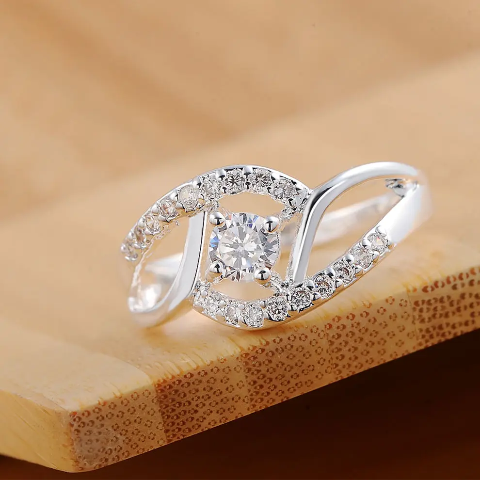 

AGTEFFER 925 Sterling Silver Double Ring AAA Zircon For Women Fashion Wedding Engagement Party Gift Charm Jewelry
