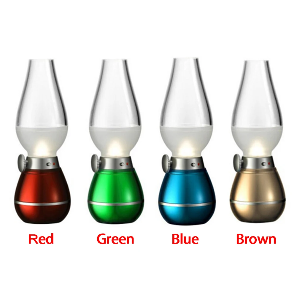 

Mini Light Vintage Durable Novelty Built-in Battery Oil Lamp Bedroom Home Decor Safe Retro 0.4W Blow Control USB Rechargeable