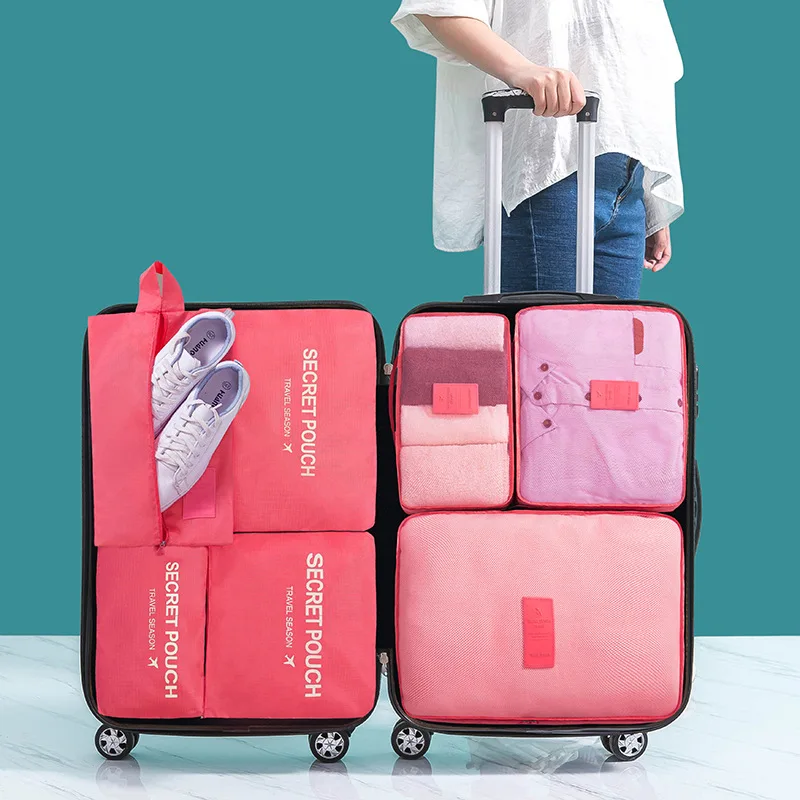 

PLEEGA 7pcs/set travel luggage organizer bag Waterproof women Clothing cosmetic arrange storage package Travel Accessories
