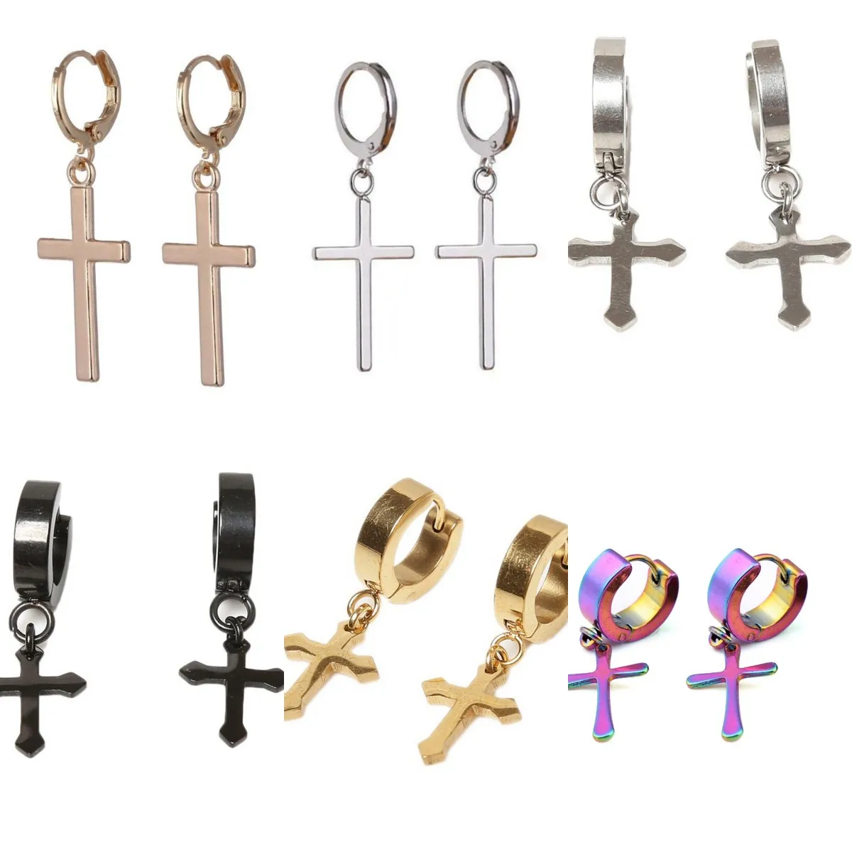 

Cross Drop Statement Earrings For Women Men New Fashion Vintage Goth Chain 2021 Trend Pendant Unusual Earings Party Punk Jewelry