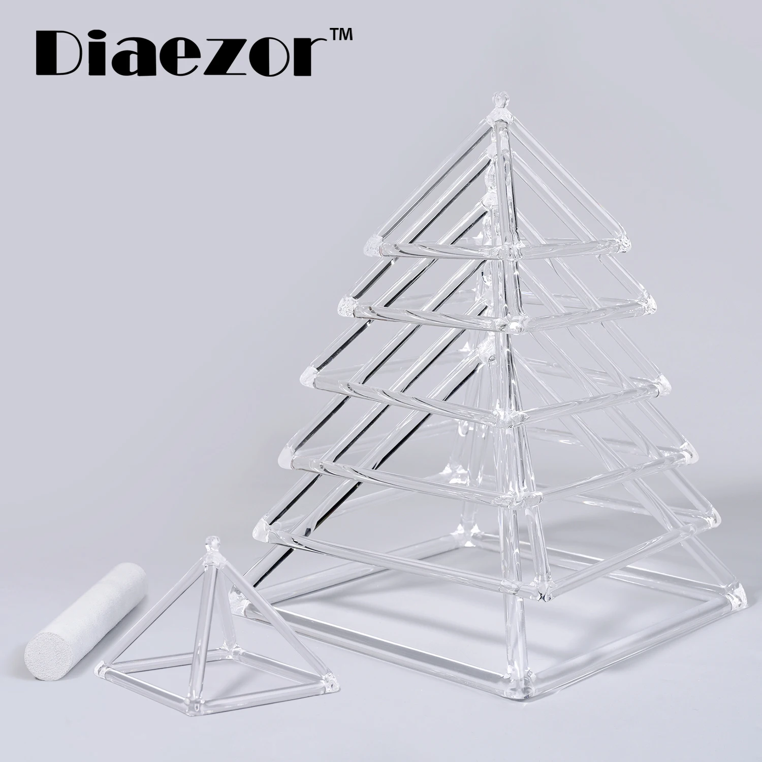 

Diaezor 7pcs crystal singing pyramid set 3" 4" 5" 6" 7" 8" 9" clear quartz singing pyramid