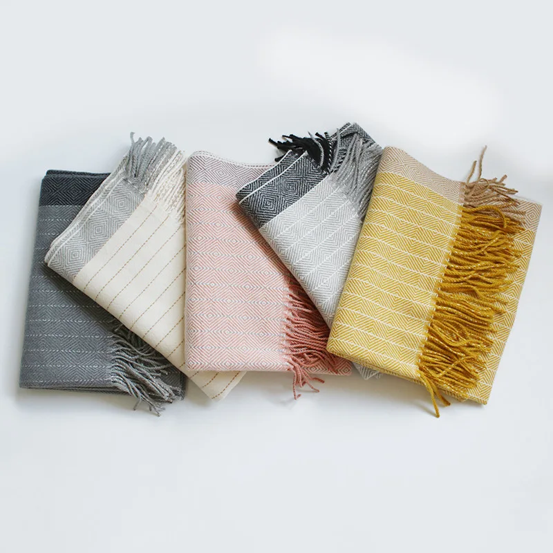 

LS2022 Autumn and winter 2019 new cashmere scarf tassel Scarf Shawl