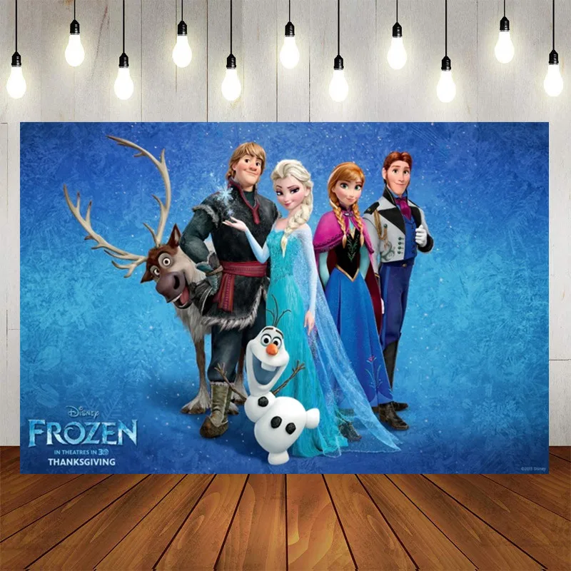 Fondo de princesa de Frozen de Disney, decoraci&oacute;n de zona de fotos de Anna y Elsa para ni&ntilde;os, fiesta de cumplea&ntilde;os, celebraci&oacute;n, evento-5