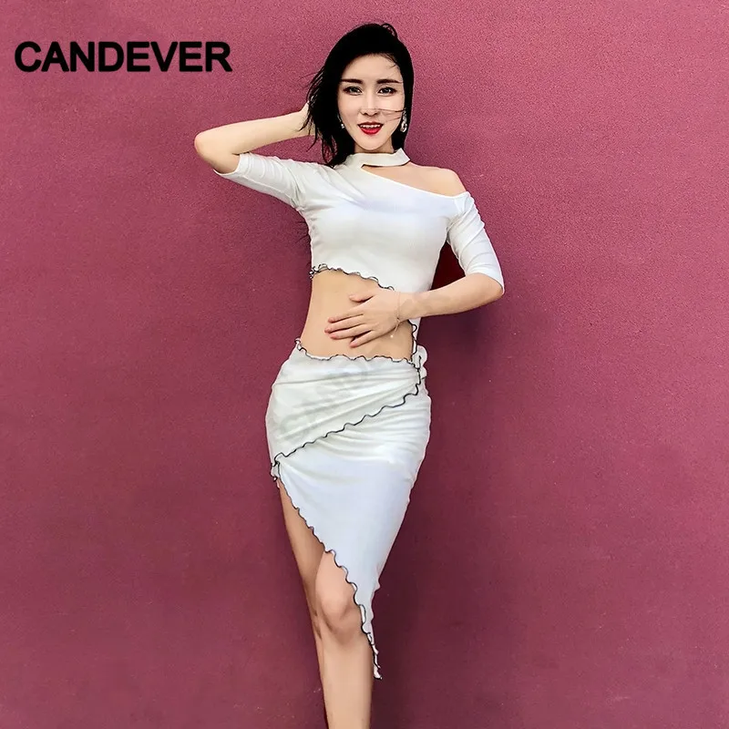 Танцевальный Костюм для взрослых танца живота комплект с топом и юбкой разрезом