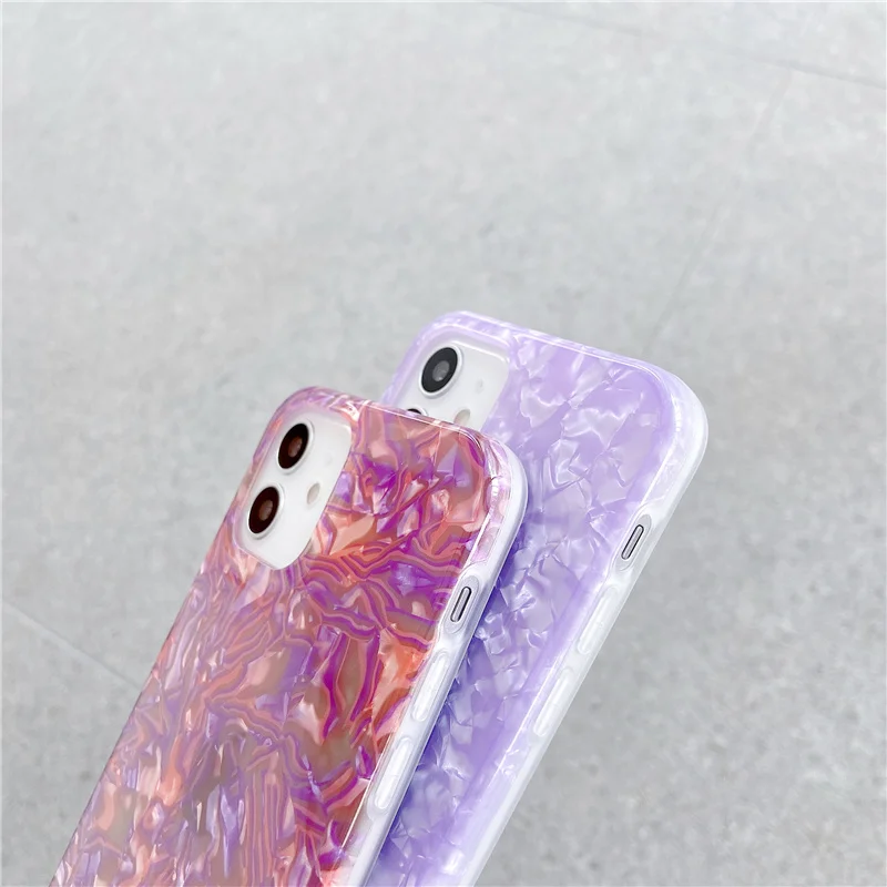

12 Pro Case Luxury Marble Conch Glacier Cover for iPhone 11 Pro Max 7 Plus 8 SE 2020 XR XS X Silicone Transparent Clear Cases