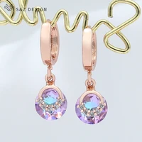 sz design new elegant colorful round crystal dangle earrings cubic zirconia eardrop for women wedding luxury fine jewelry gift