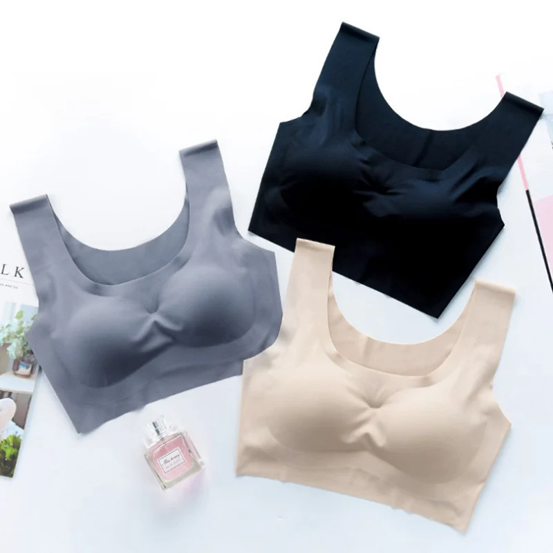 

1pc Latex Seamless Bra Push Up Bralette Underwear Bras For Women Comfortable Underwear With Pad Vest Top Bra