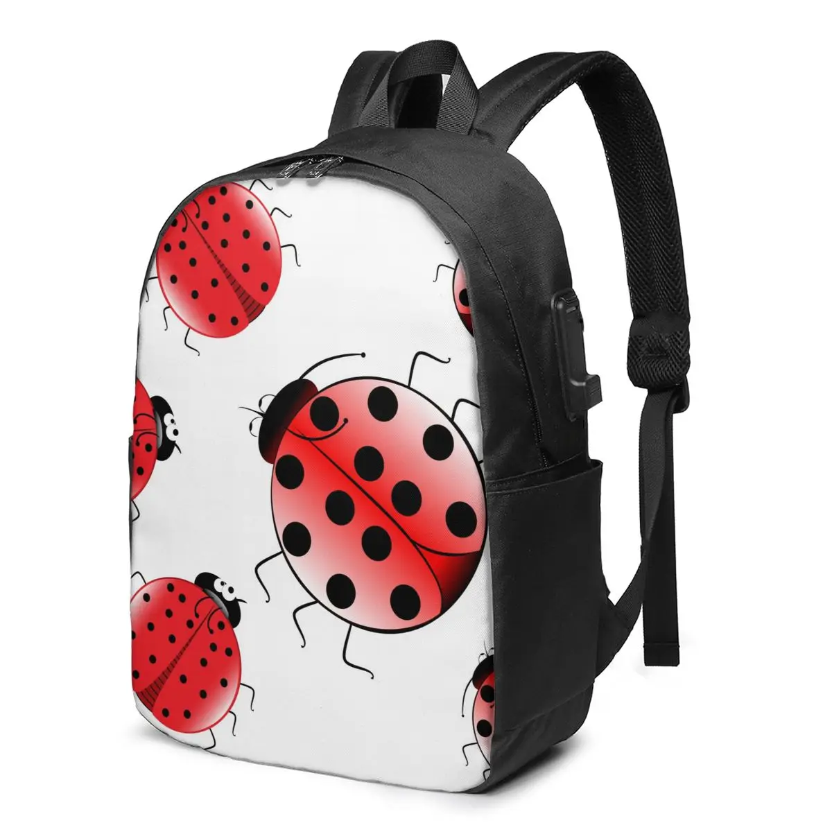 

School Laptop Backpack Ladybugs 17 inch Travel Multi USB Charger Bag