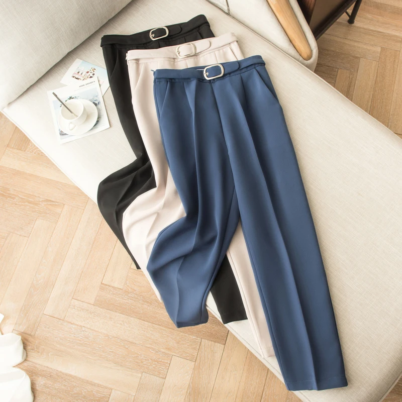 Брюки-шаровары в Корейском стиле Pantalones Mujer Cintura Alta Повседневные свободные черные