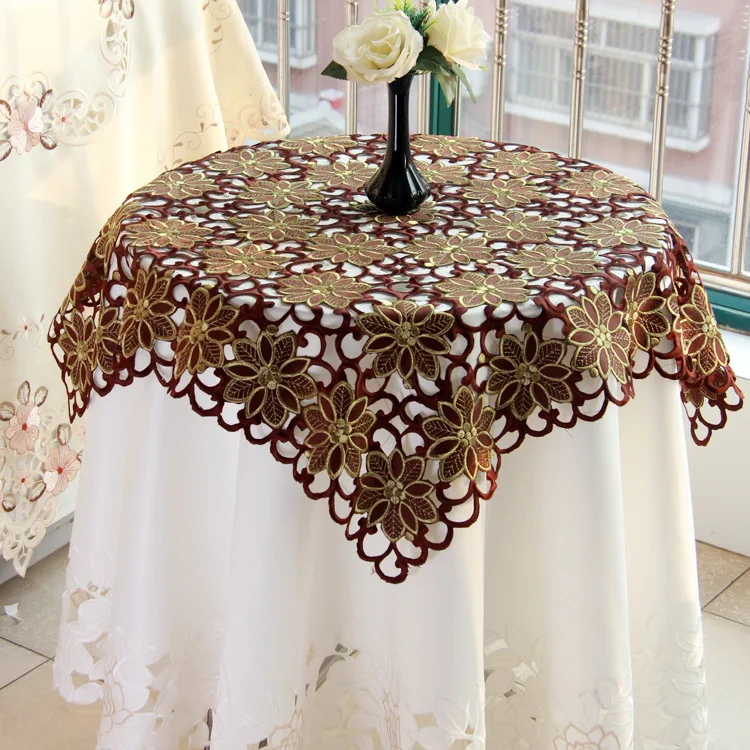 Круглая скатерть для стола свадебного вязания крючком кофейного цвета