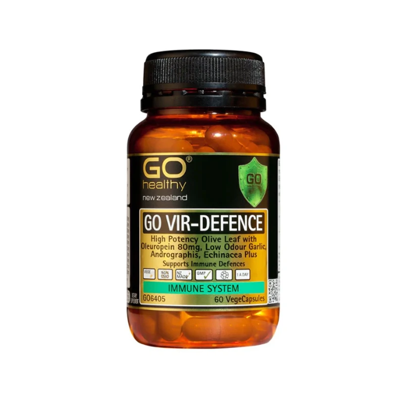 

New Zealand Go Healthy VIR-DEFENCE Immune System Olive Leaf Support Recovery from Winter Ills & Chills Cold Flu Immune Health