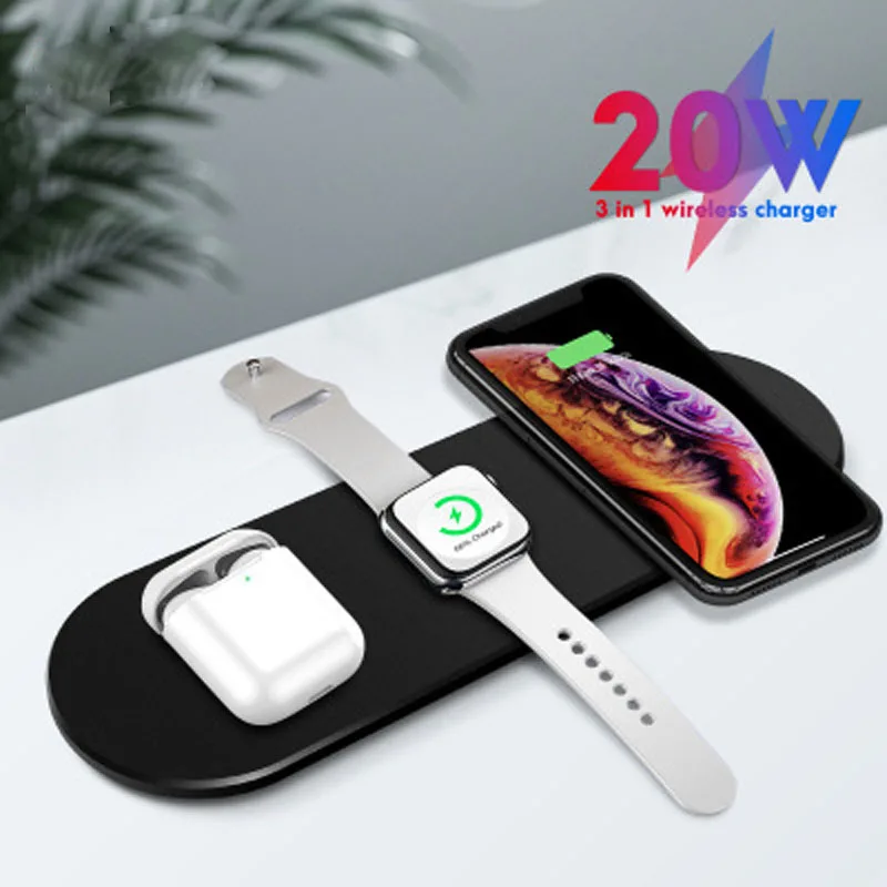 Беспроводное зарядное устройство 3 в 1 для iphone 11 Pro X XS Max XR Apple Watch 5 4 2 Airpods подставка