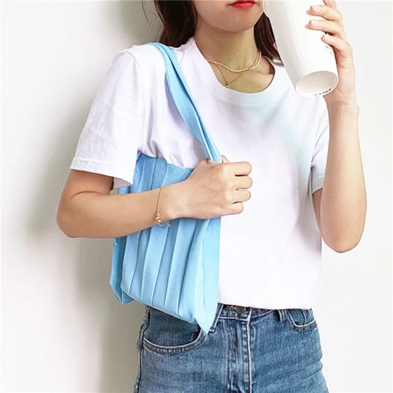 Женская сумка на плечо из вязаной ткани складная в Корейском стиле | Багаж и сумки