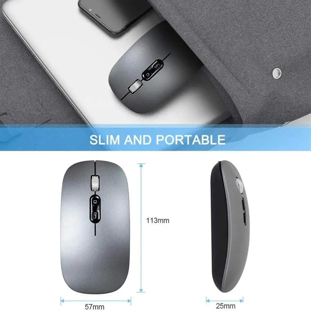 

2.4 Ghz Wireless Mouse Bluetooth 5.0 Rechargeable Portable Supplies Office and Mouse Ergonomic and Laptop Silent For Pc R2M4