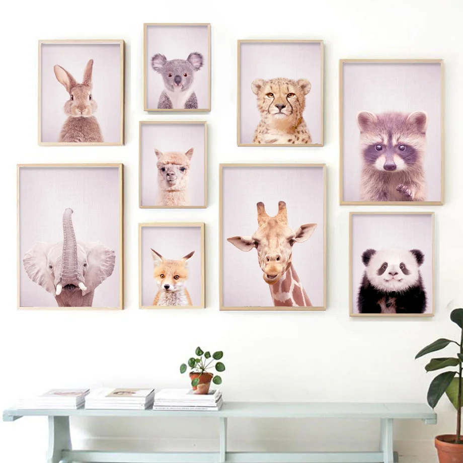 

Animals Llama Rabbit Canvas Painting Wall Art Nordic Posters and Prints Wall Pictures for Living Children Room Decoration