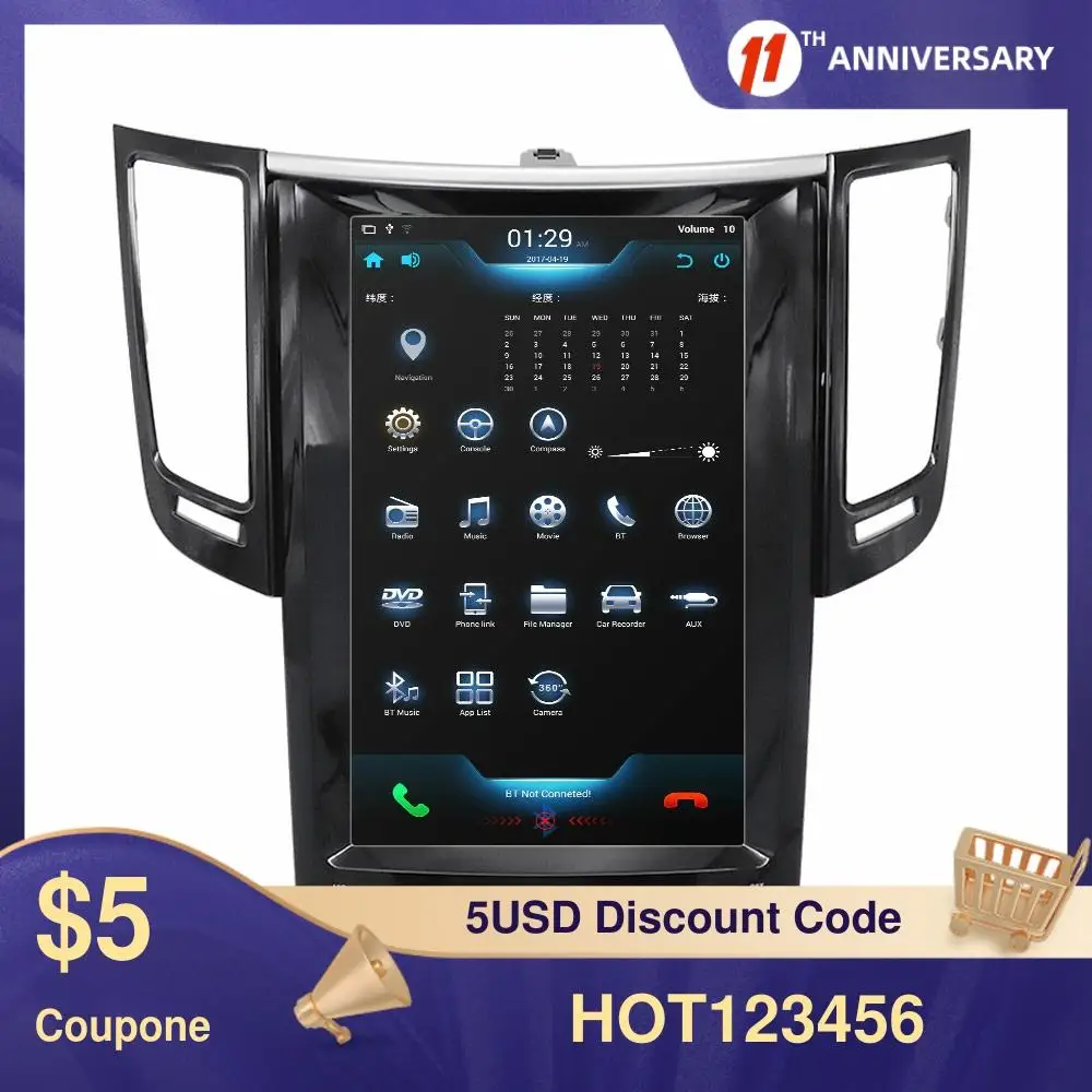 Android 8 1 64 ГБ + 4 Гб Тесла стиль Автомобильный GPS навигатор для Infiniti FX FX25 FX35 FX37 qx70