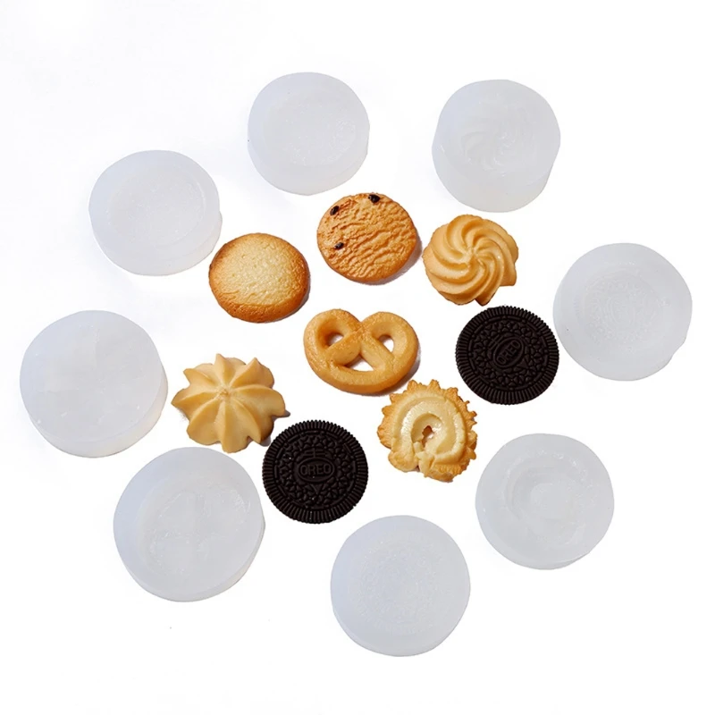 

8Pcs Macaron Chocolate Cookie Fondant Silicone Molds Cookie Pendant Resin Molds K3KC