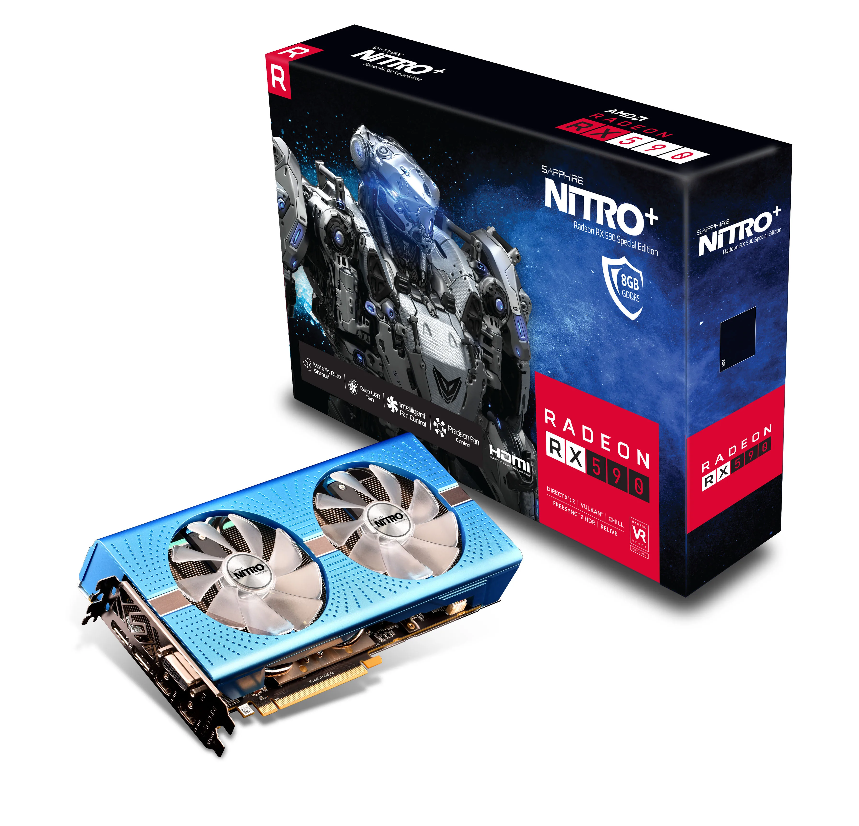 Видеокарта Сапфировая графическая карта NITRO+ rx 590 8G G5 SE GDDR5 256 бит 12 нм amd 8400 МГц 1560 МГц DirectX12 2304 единиц видеокарта для игр