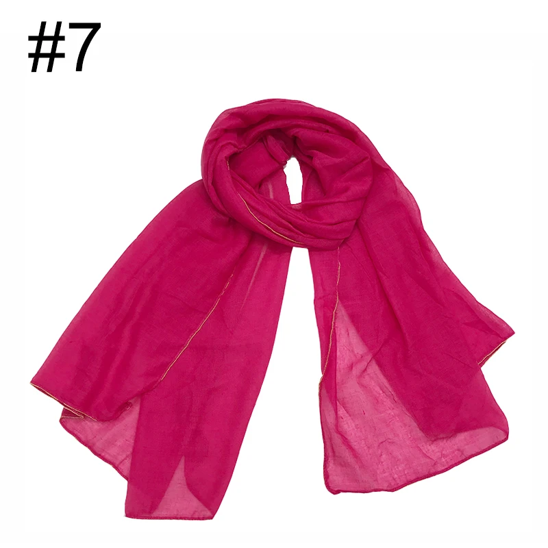 Для женщин Золотой платок с цепочками мяч границы шаль плотная Макси хиджаб мусульманский купальник Одноцветный шарф и повязка на голову, модная хиджаб 1 шт. высокое качество - Цвет: number 7 color