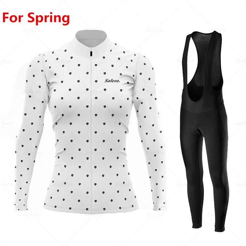 

2022 Spring Autum Team Cycling Jersey Set Women Long Sleeve Bib Pants Ropa Ciclismo Bicycle Clothing MTB Bike Jersey Uniform