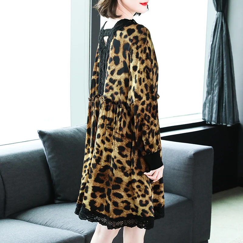 Шелковая женская летняя одежда с леопардовым принтом Сексуальная кружевная
