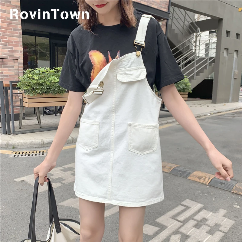 Spring&ampsummer Denim Strap Skirt Women Loose Plus Size All Match Korean Style Streetwear Harajuku Casual Free Shipping | Женская