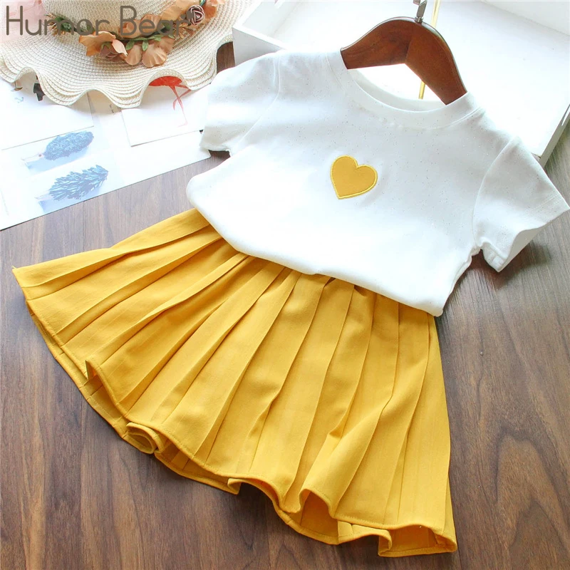 

Humor Bear Children Girls' Clothing Set 2022 NEW Toddler Girl Clothes Lovely Tops+Pleated Student Skirt 2Pcs