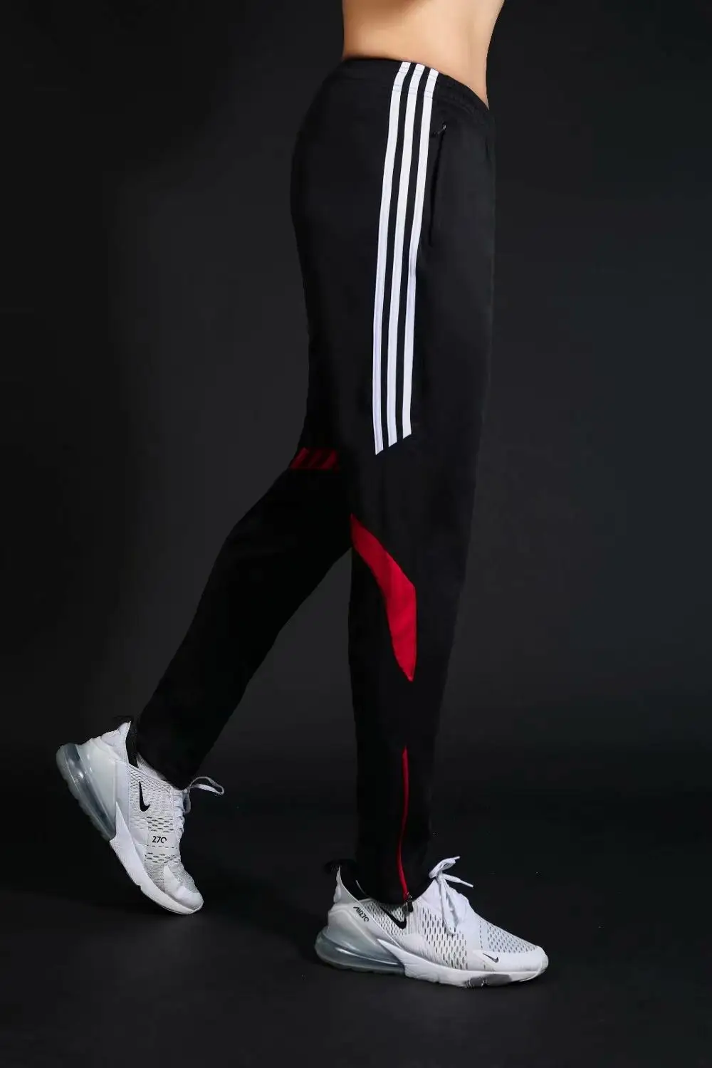 Штаны на молнии с карманами для спортзала бега мужские спортивные тренировочные