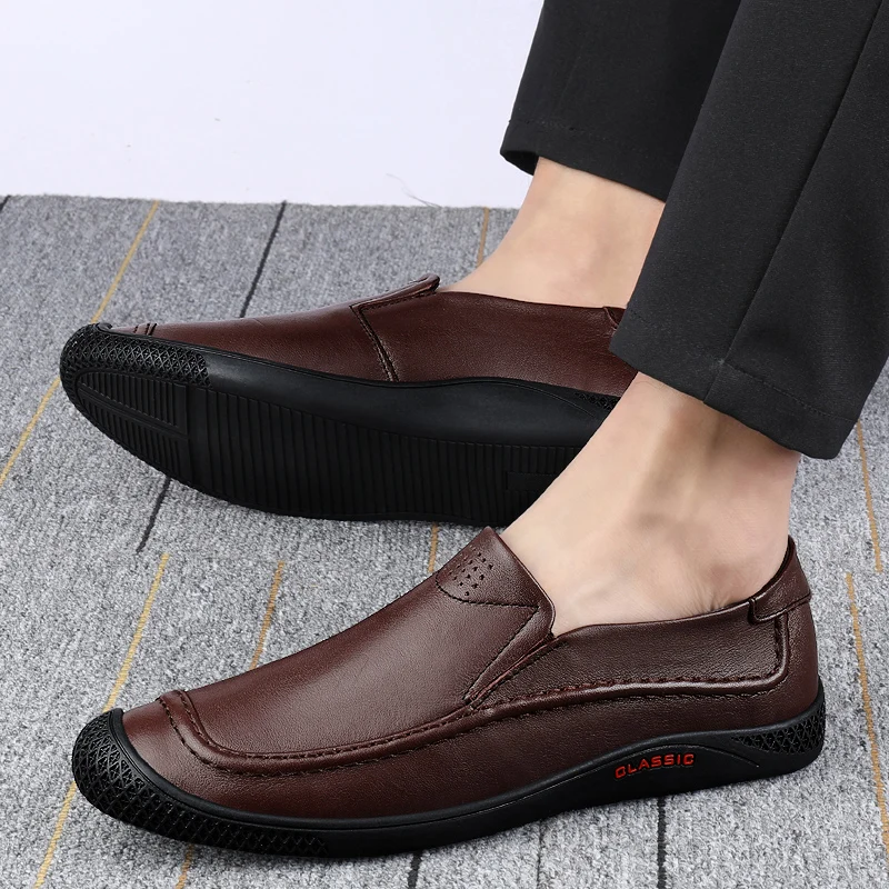 

Туфли мужские без шнуровки, Повседневные Дышащие, деловой стиль, Классическая обувь для вождения