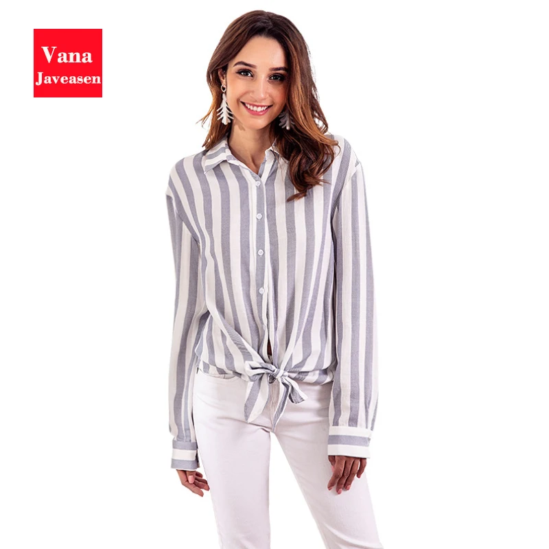 

Casual Long Sleeve Turn-down Shirt Women Tops Striped Blouse Office Street Wear Shirt Autumn blusas mujer de moda 2019