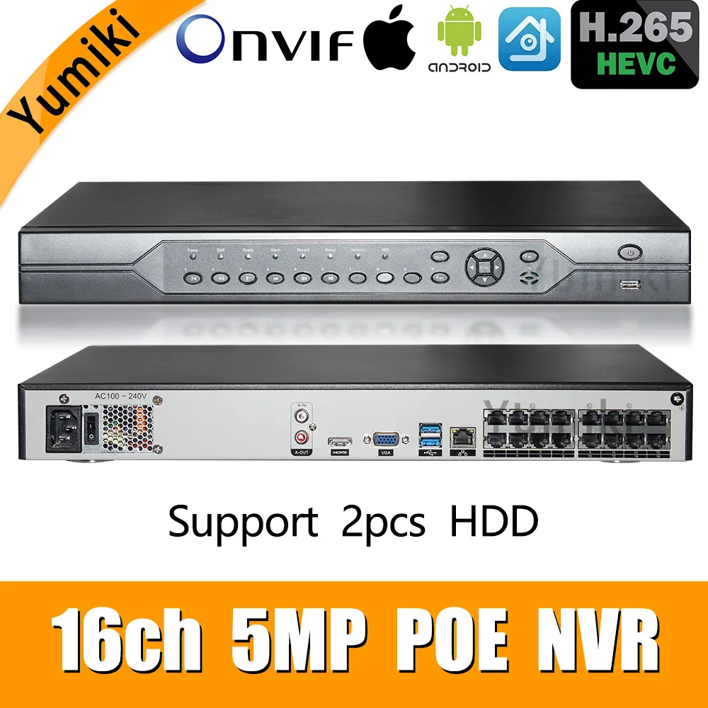 H.265 16ch 5MP POE NVR 8ch 4K CCTV видеорегистратор для 5MP/4MP IP Camera XMEYE P2P 100 220V AC