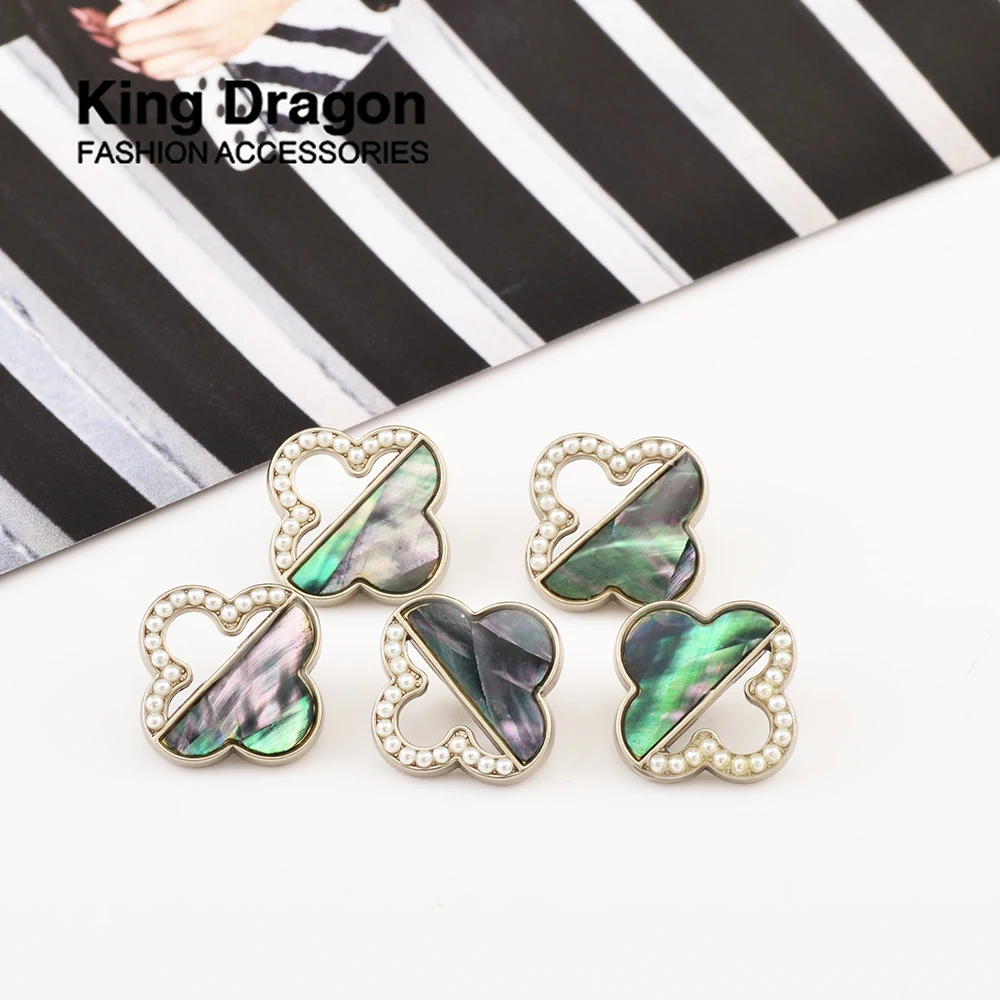 New Arrival 6PCS Gold Rhinestone Decor Metal Shell Pearl Buttons For Clothes Coat Cardigan Sweater Sew Needlework KD886 | Дом и сад