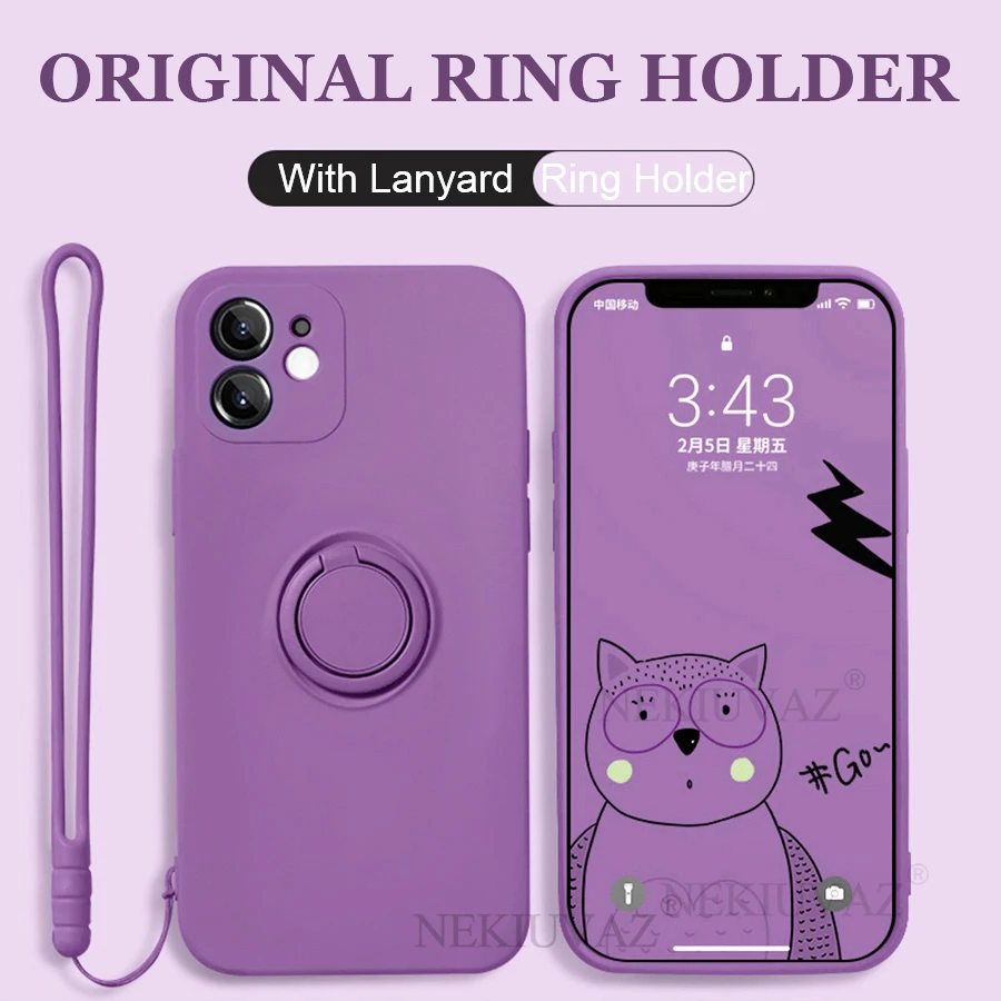 

Чехол для iPhone 12 Pro, оригинальный силиконовый чехол с кольцом-держателем на один палец для iPhone 11 Pro Max, 12 Mini, XR, X, XS Max, 7, 8 Plus