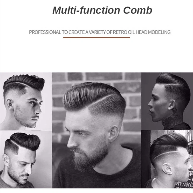 

2pcs Men's New Oil Head Shape Partner Comb Vintage Oil Head Comb Wide Tooth Fork Comb Back Men's Styling Tools Y0509