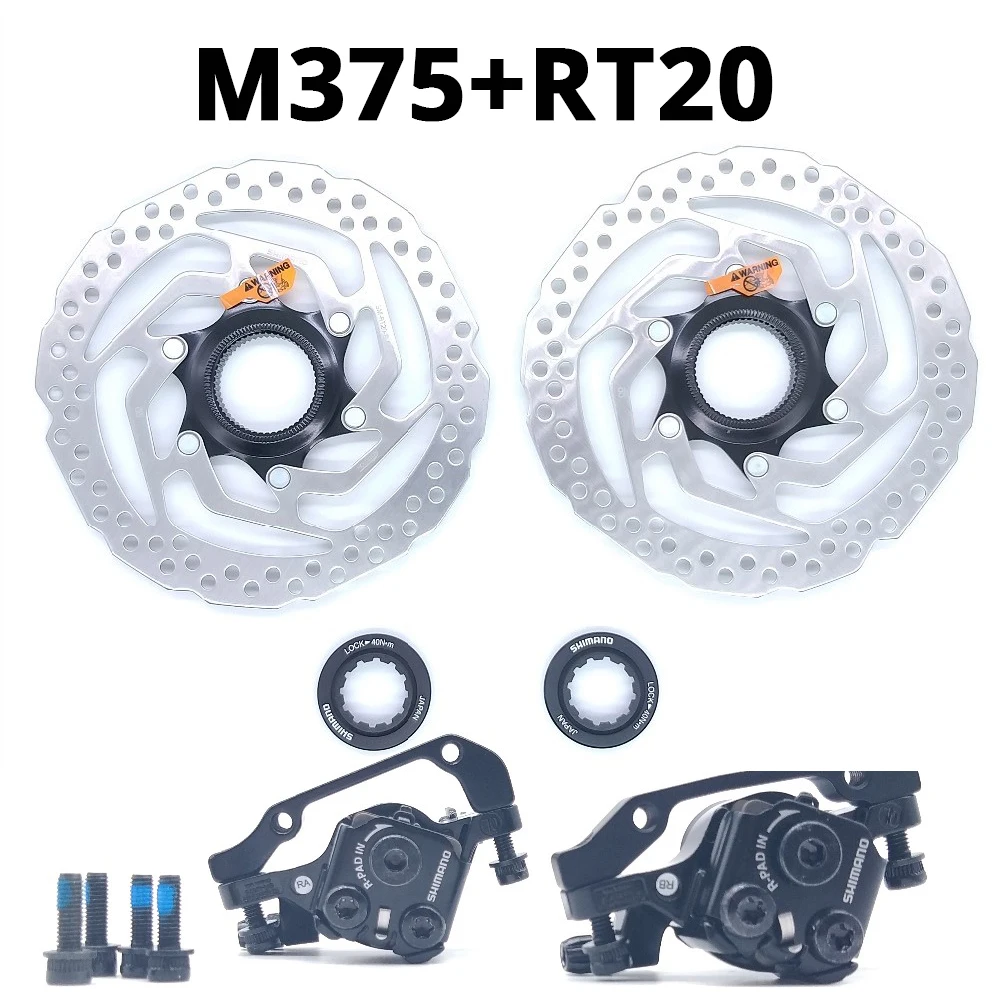 M375 with RT20 BR-M375 tourney tx805 механические дисковые тормозные суппорты для Acera Alivio Deore с b01s смолы колодки M375 - Цвет: M375 with RT20