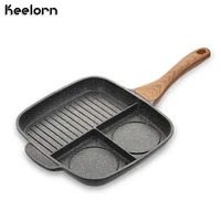 keelorn multi function multi function frying pan three grids separated maifan stone non stick steak flat bottom pot