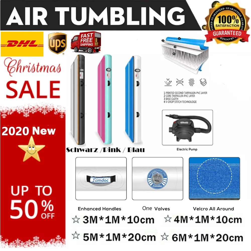 

6/5/4M Air Track Inflatable Gymnastics Air Mat 20cm Thickness Tumbling Mat Airtrack Home Use Gym Mat Yoga Mat for Trampoline/Gym