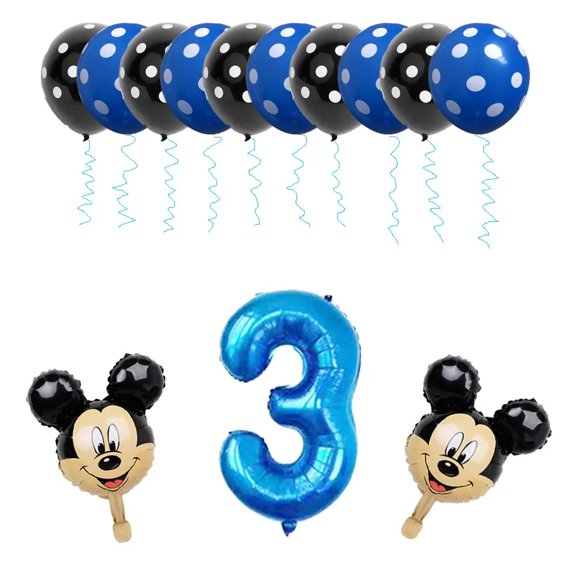 Голубые воздушные шары для дня рождения мальчика Микки Маус украшения с номером