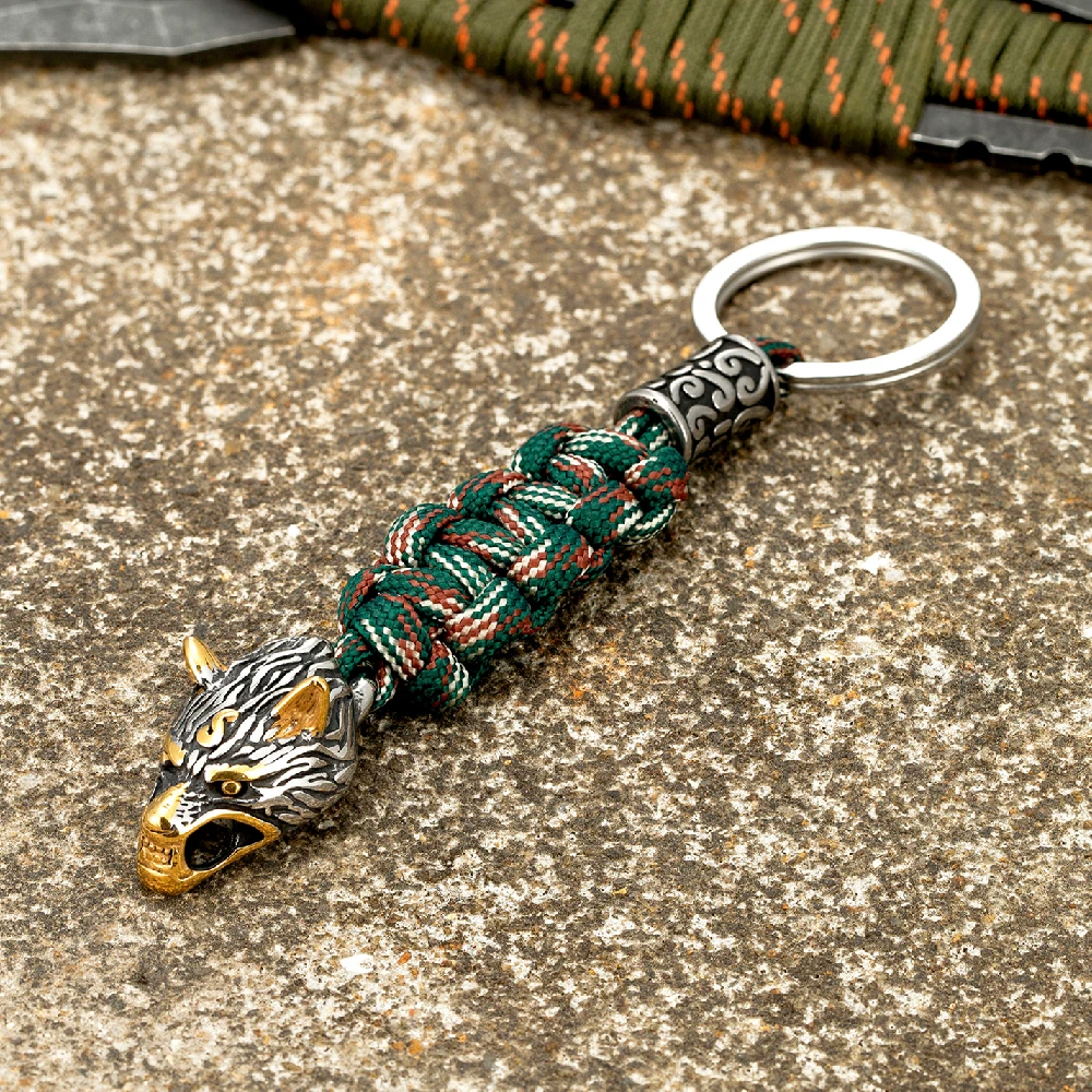 Мужской брелок с подвеской в виде головы волка из нержавеющей стали - купить по