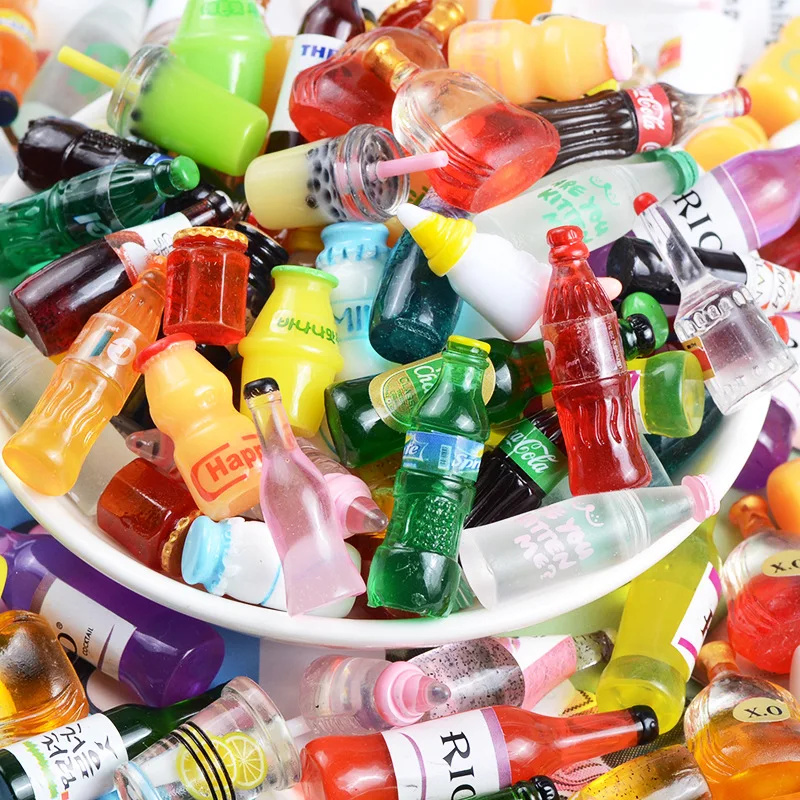 112 mini water bottle resin juice beer bottle for doll house miniature kids gift toys home decoration accessories free global shipping