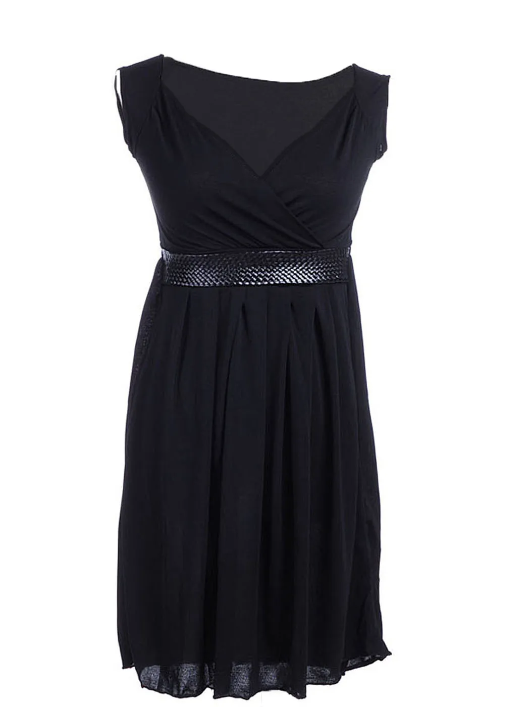 

Free Size Fit Black Drape Wrap Front Bodice Faux Snake Skin Belted Dress Sexy Elegant Short Mini Party Dresses