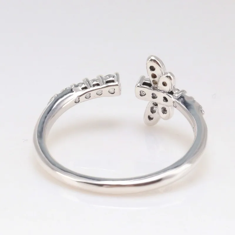 

100% 925 Sterling Silver Pan Ring Sparkling Dragonfly Pan Ring For Women Wedding Party Gift Fashion Jewelry