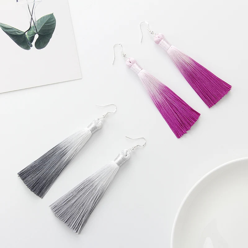 2019 новые Подвесные серьги женские модные сережки с кисточками Boho Национальный