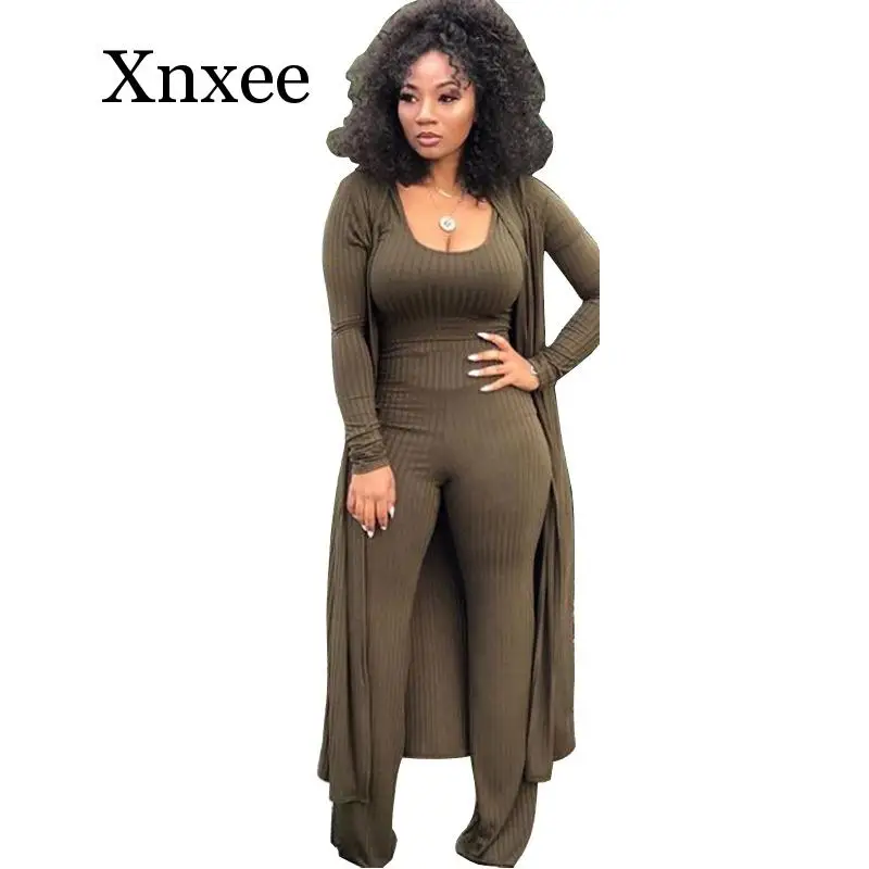 New style African Women clothing Dashiki fashion High waist strip 3piece set  size winter autumn long coat Sweater pants sexy