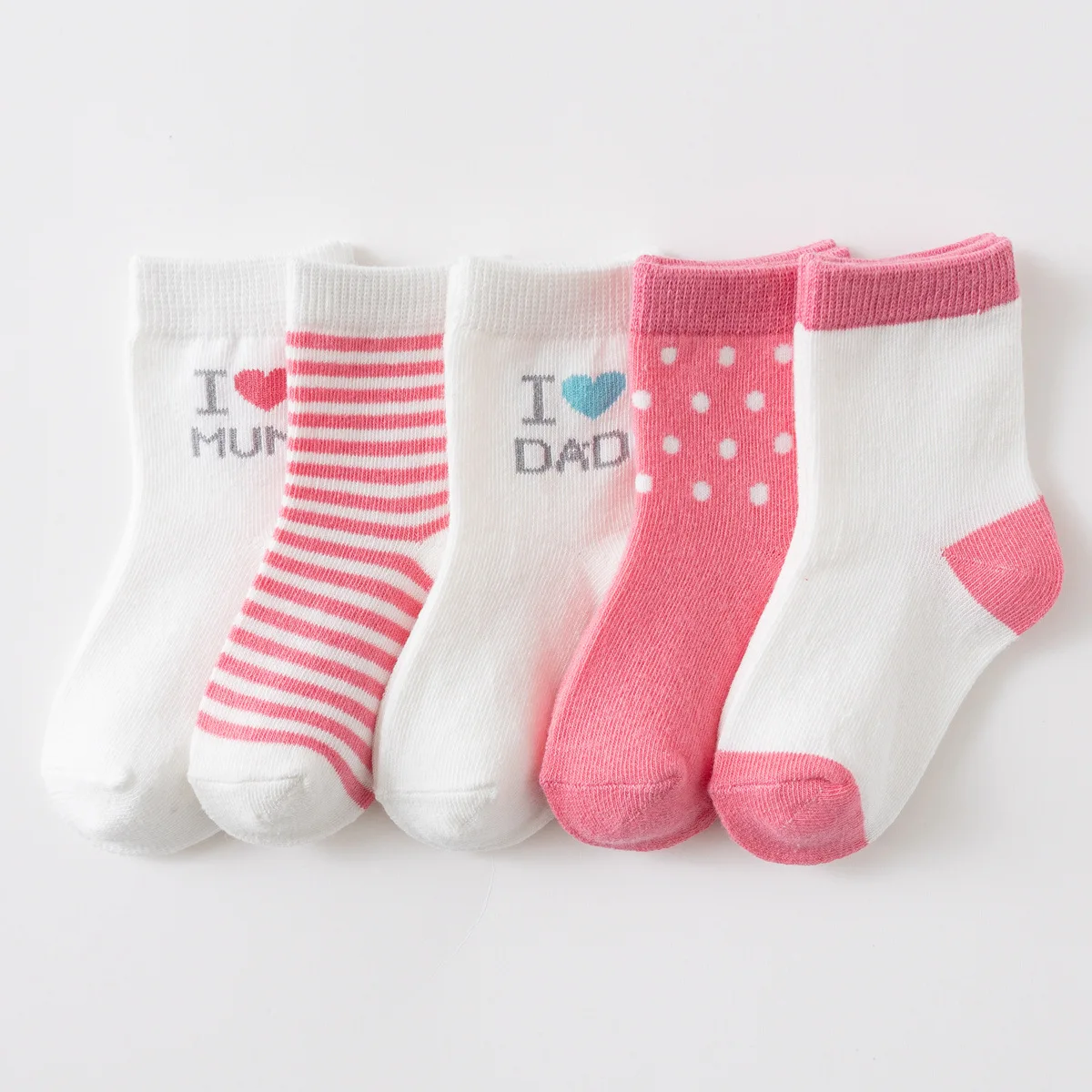 Calcetines de dibujos animados para beb&eacute; y ni&ntilde;a, calcet&iacute;n de punto de algod&oacute;n transpirable para reci&eacute;n nacido, con estampado de coraz&oacute;n, de 0 a 5 a&ntilde;os, 5 par/lote calcetines gordos calcetines ni&ntilde;os algodon-1