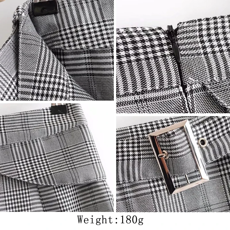 

Luck A 2020 Spring Women Fashion Mini Skirts Vintage Sashes Plaid Pencil Skirts Skinny Empire Casual Female Skirts